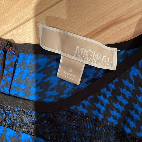 Sz S Michael Kors Blue Lazio Paisley/plaid Print Tiered Maxi Dress W/lace - Picture 5 of 9